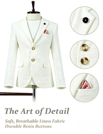Boys Linen Blazer Casual Jacket Kids Slim Fit Sport Coats Wedding Tuxedo | Summer Beach Dress Clothes Lightweight Ring Bearer Outfits School Uniform