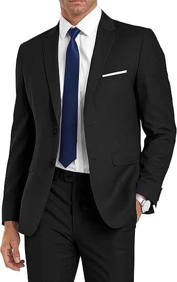 Mens Slim Fit 2 Piece Suit Two Button Notched Lapel Solid Suit Jacket Pants Set Business Wedding Prom Suits